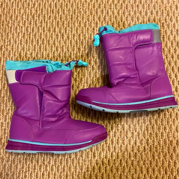 Lands End girls snow boots, size 4, purple and aqua - Picture 1 of 9